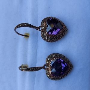 925 TJM stamped purple stoned earrings